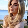 Trendy blonde ombre with gold highlights Straight  with side bangs Synthetic Lace Part Wig GLP008