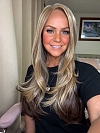 Warm Brown mixed Blonde long straight layered Synthetic Lace Part Wig GLP002
