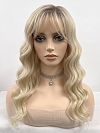 Glamvigor Hybrillia Blend Human Hair Milkshake Blonde ombre long layered wavy with Bangs Wig (Basic Cap) GBC025
