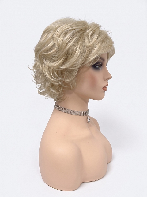 Glamvigor Hybrillia Blend Human Hair Fashion Blonde mixed Layered Wavy Short Pixie Cut  wig (Basic Cap) GBC007 