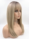 Glamvigor Hybrillia Blend Human Hair Elegantblonde ombre with FULL bangs long staright Lace  Wig GLP061