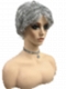 Light Gray with 20% Medium Brown Evenly Blended with Pure White short, barely waved layered  Synthetic Wig (Basic Cap) GBC022