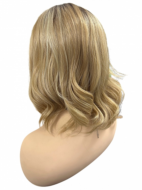 Glamvigor Hybrillia™ Blend Human Hair Brown Sugar Blonde  soft  undone waves  short bob Synthetic Lace Part Wig GLP057