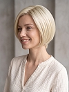 Glamvigor Hybrillia Blend Human HairPale Blonde with Slight Platinum Highlighting modern bob Wig (Basic Cap) GBC018