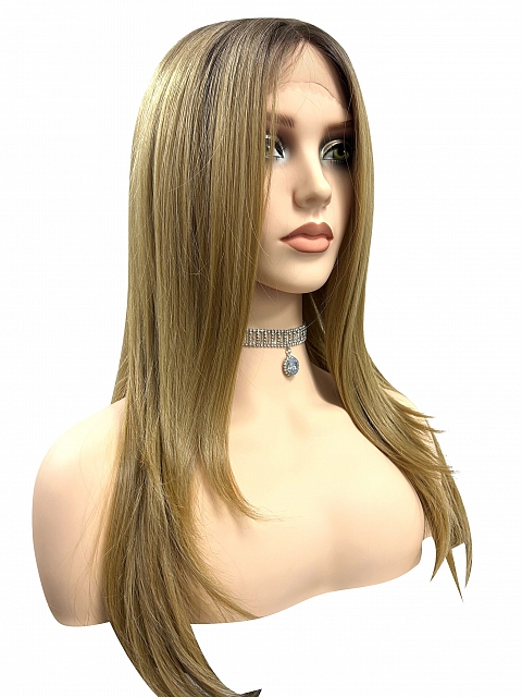Dazzling Honey Blonde ombre lengthy textured layers fall to mid-back Synthetic Lace Part Wig GLP028