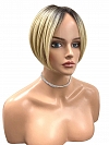 Brown Roots layered on top of Light Blonde short bob Synthetic Wig (Basic Cap) GBC008