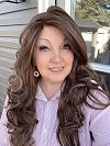 Glamvigor Hybrillia™ Blend Human Hair Warm Cinnamon Brown long layered loose beachy wavy with side bangs Lace Part Wig GLP018