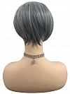 Grey with 40% white Blended short  length with full bangs bob Synthetic Wig (Basic Cap) GBC021