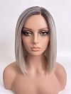  Glamvigor Hybrillia Blend Human Hair ICED BLONDE WITH Dark Roots Straight PRE-CUT Lace Part Wig GLP078