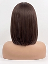 Glamvigor Hybrillia Blend Human Hair Dark Brown base with Light Reddish Brown highlights shoulder-length PRE-CUT Lace Part Wig GLP076