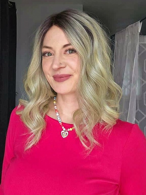 Elegant cool Blonde Ombre Wavy Synthetic Lace Part Wig GLP001