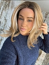 Glamvigor Hybrillia™ Blend Human Hair Honey blonde  with platinum blonde highlights strands in the front Straight Lace Part Wig GLP053