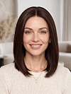 Glamvigor Hybrillia Blend Human Hair Dark Brown base with Light Reddish Brown highlights shoulder-length PRE-CUT Lace Part Wig GLP076