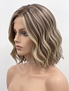 Glamvigor Hybrillia Blend Human Hair Adorable  light red color with golden blonde nape wavy bob Lace Part Wig GLP016