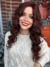 Glamvigor Hybrillia™ Blend Human Hair Vibrant Medium Red and Auburn blend loose wavy layered Lace Part Wig GLP026