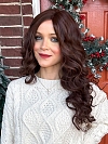 Glamvigor Hybrillia™ Blend Human Hair Vibrant Medium Red and Auburn blend loose wavy layered Lace Part Wig GLP026