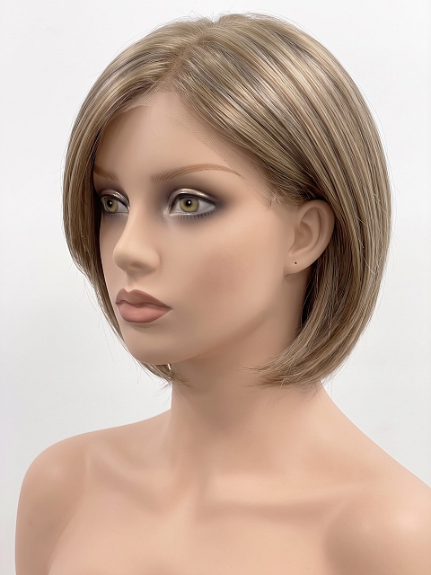Glamvigor Hybrillia Blend Human Hair Fabulous  edgy Light Ash Blonde short  bob  Mono TOP Wig GMT006