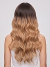 Glamvigor Hybrillia Blend Human Hair long blonde ombre layered wavy with Bangs Lace Part Wig GLP082