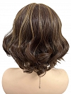 Brown with Medium Red-Gold Blonde Highlights  carefree wavy layered Synthetic Lace Part Wig GLP044