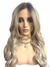 Glamvigor Hybrillia™ Blend Human Hair  Light Platinum Ombre Long Layered Wavy  Lace Part Wig GLP065