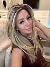 Glamvigor Hybrillia™ Blend Human Hair Trendy blonde ombre with gold highlights Straight  with side bangs Lace Part Wig GLP008