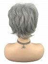 Glamvigor Hybrillia™ Blend Human Hair Light Gray with 20% Medium Brown Evenly Blended with Pure White short, barely waved layered  Wig (Basic Cap) GBC022
