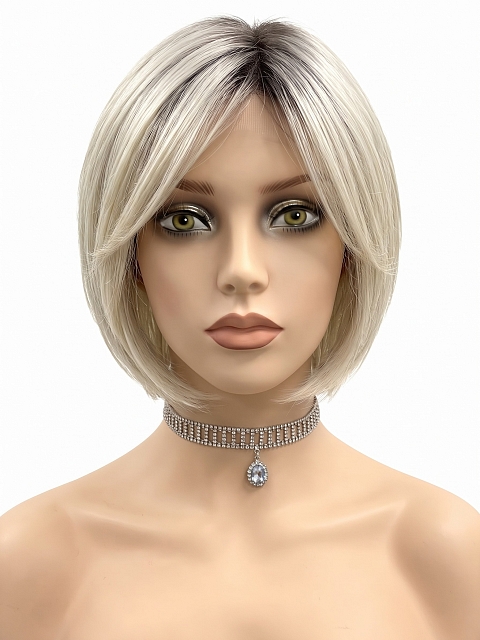 Glamvigor Hybrillia Blend Human Hair Chic Blonde Ombre layered short Bob Wig (Basic Cap) GBC016