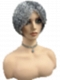Grey with 40% white Blended short  length with full bangs bob Synthetic Wig (Basic Cap) GBC021