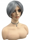Grey with 40% white Blended short  length with full bangs bob Synthetic Wig (Basic Cap) GBC021