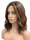Glamvigor Hybrillia Blend Human Hair Gorgeous Warm Medium Brown with Ginger Blonde  long wavy bob Lace Part Wig GLP020
