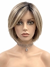 Hybrillia Blend Human Hair Beautiful Brown Roots Ombre Light Blonde short pixie bob Mono Top wig GMT004