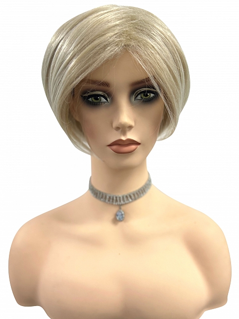 Glamvigor Hybrillia™ Blend Human Hair Elegant blonde  Straight Bob   Wig (Basic Cap) GBC023