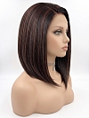 Glamvigor Hybrillia Blend Human Hair Soft Black with Gold-Red Highlights shoulder-length bob Lace Part Wig GLP031