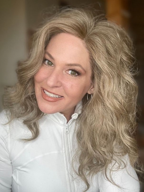 Natural Ash Brown waved Synthetic Lace Part Wig GLP010