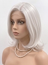 Glamvigor Hybrillia Blend Human Hair Iced Oyster Gray mid-length with light waves Lace Part Wig GLP046
