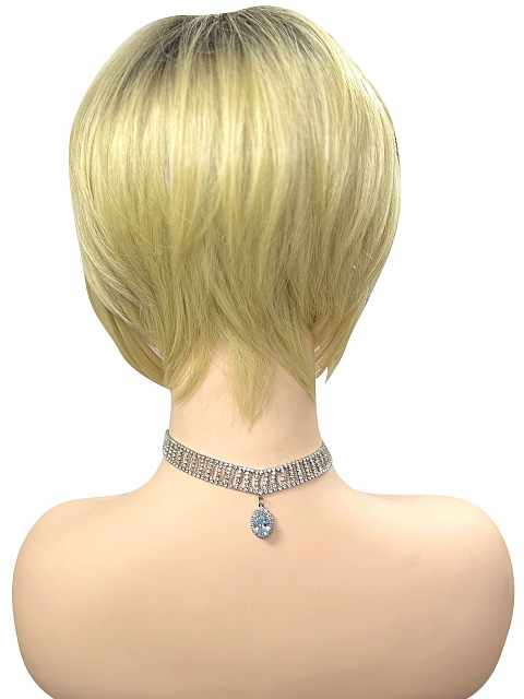 Chic Blonde Ombre layered short Bob  Synthetic Wig (Basic Cap) GBC016