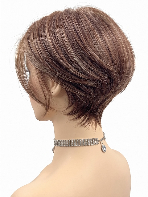 Glamvigor Hybrillia Blend Human Hair Medium Light Auburn Evenly Blended with Ginger Blonde  Wig (Basic Cap) GBC006