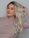 Glamvigor Hybrillia Blend Human Hair  Light Platinum Ombre Long Layered Wavy  Lace Part Wig GLP065