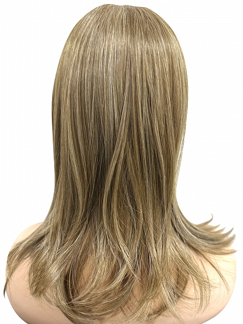 Light Ash Blonde Evenly Blended with Cool Platinum Blonde with side-sweeping  fringe synthetic wig glp035