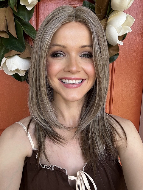 Light Brown blend Blonde long layered straight  synthetic wig glp032
