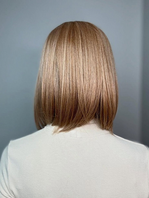 Glamvigor Hybrillia™ Blend Human Hair Ash brown  classic bob style Synthetic Lace Part Wig GLP059