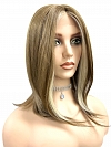 Light Ash Blonde Evenly Blended with Cool Platinum Blonde with side-sweeping  fringe synthetic wig glp035