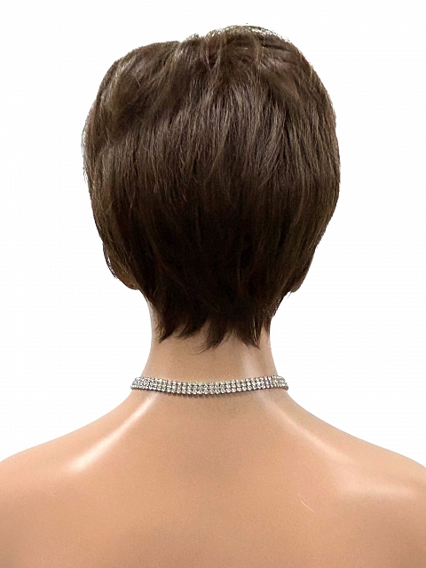 Dark Brown Short Pixie Synthetic Wig (Basic Cap) GBC006