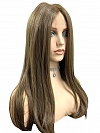 Chic Medium Brown long cascading staright Synthetic Lace Part Wig GLP027
