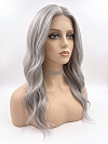 Glamvigor Hybrillia Blend Human Hair Exquisite grey wavy long-length  Lace Part Wig GLP013