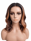 Glamvigor Hybrillia Blend Human Hair  ombre Auburn with  Blonde hights shoulder-length wavy PRE-CUT Lace Part Wig GLP079
