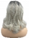 Ombre Silver White Wavy with side bangs Synthetic Lace Part Wig GLP047