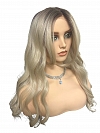 Glamvigor Hybrillia™ Blend Human Hair  Light Platinum Ombre Long Layered Wavy  Lace Part Wig GLP065