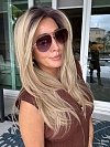 Glamvigor Hybrillia™ Blend Human Hair Trendy blonde ombre with gold highlights Straight  with side bangs Lace Part Wig GLP008