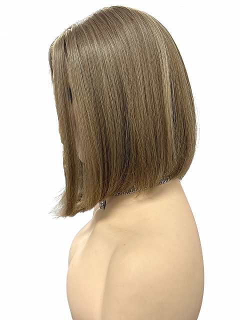 Glamvigor Hybrillia™ Blend Human Hair Ash brown  classic bob style Synthetic Lace Part Wig GLP059